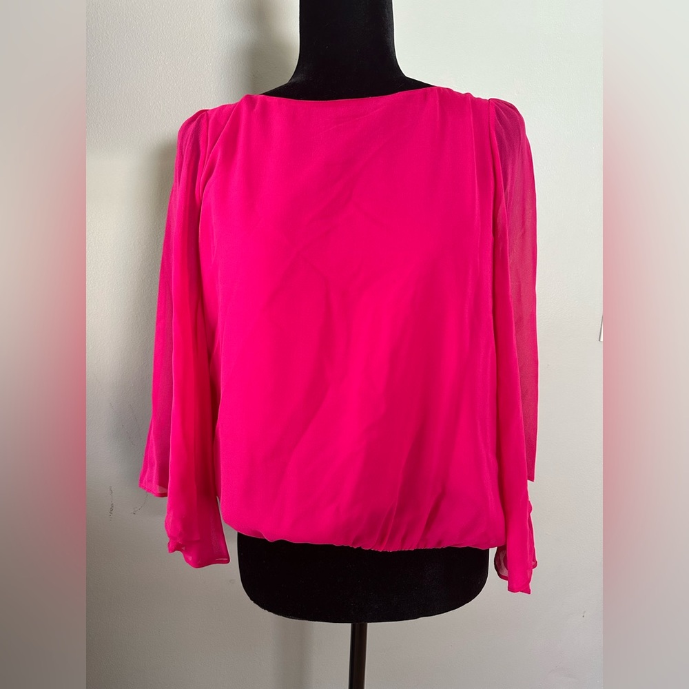 Alice + Olivia Pink Puff Sleeve‎ Boxy Blouse